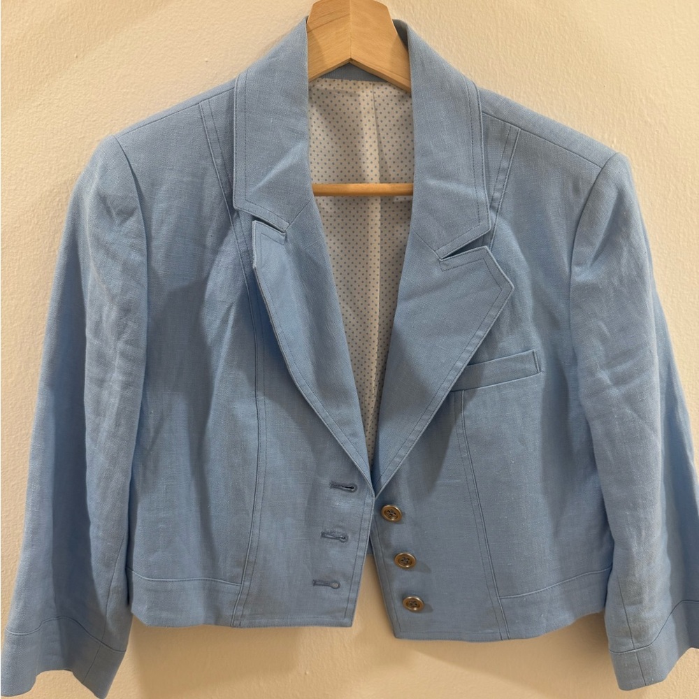 Baby Blue Crop Blazer — Women